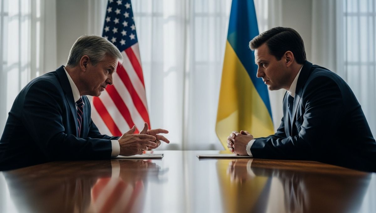 a tense meeting in Washington, symbolizing a pivotal moment in U.S.-Ukraine relations.