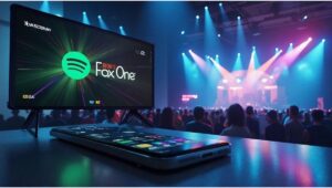 "Collage of Spotify, Fox One, ESPN, and Samsung TV illustrating major US entertainment and streaming news in 2025."