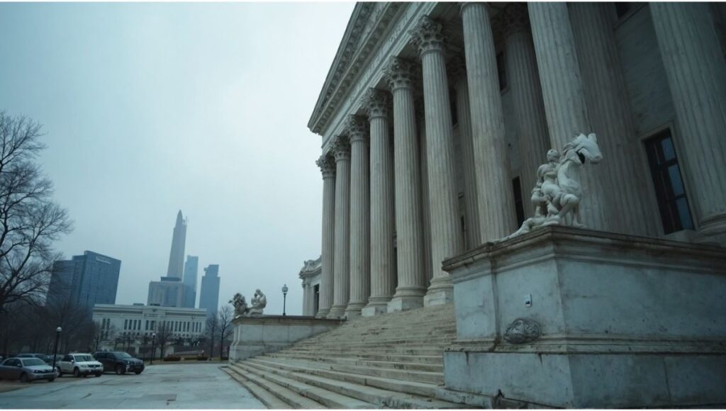 illusion Federal court building in Washington DC representing ongoing legal investigations into top officials