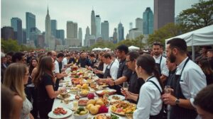 Celebrity chefs and guests at NYC Wine & Food Festival 2025 in Manhattan