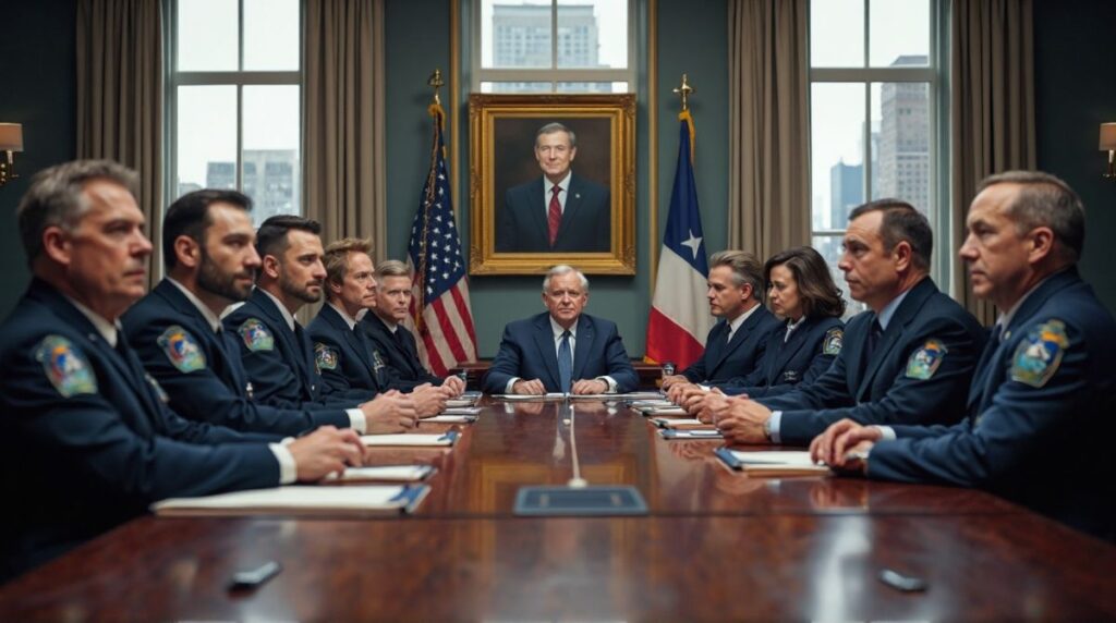 Governor Greg Abbott speaks about a new task force to tackle repeat violent offenders in Harris County, Texas.