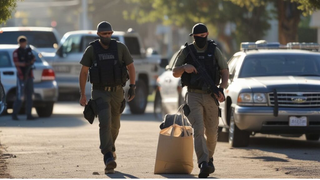 Federal agents carried out early morning raids in Oxnard, California, targeting drug and weapons networks